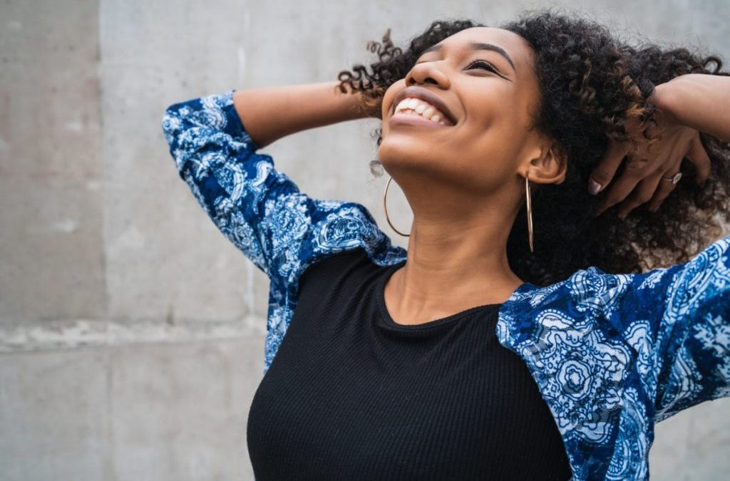 Afro american woman happy and excited