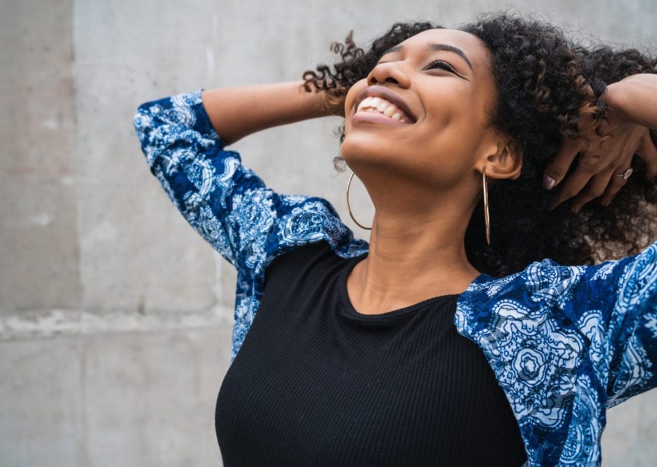 Afro american woman happy and excited