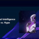 Screenshot from the Theoris webinar titled Artificial Intelligence: Hope vs. Hype, featuring a futuristic AI robot graphic and presenters Benjamin Hall and Jennifer Haughs.